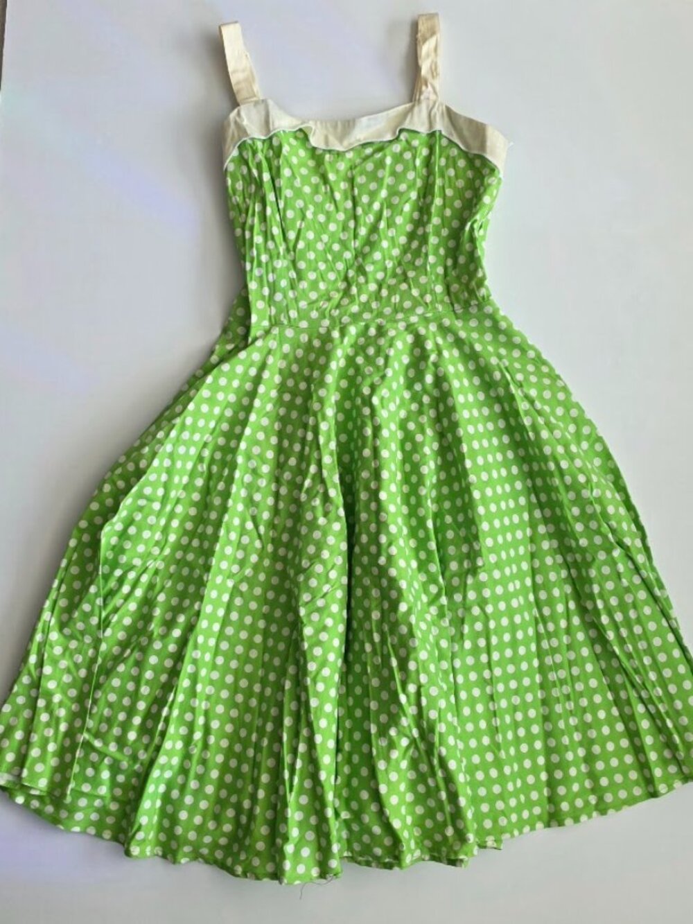 Golightly Pinup Couture Netti Dress in Chartreuse Dots L